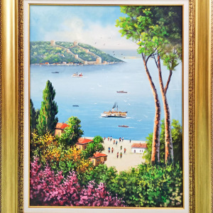 İstanbul Sahil Manzara Yağlı Boya -İlcan Orçin