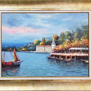 Kuleli Sahil Manzarası Yağlı Boya İlcan Orçin