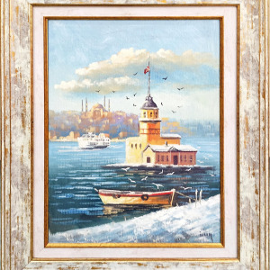 Kız Kulesi Boğaz Manzarası Yağlı Boya -İlcan Orçin